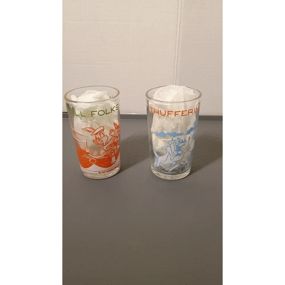 Warner Bros Juice Glasses Unisex OS Multi Good 1974 Looney Tunes Set of 2